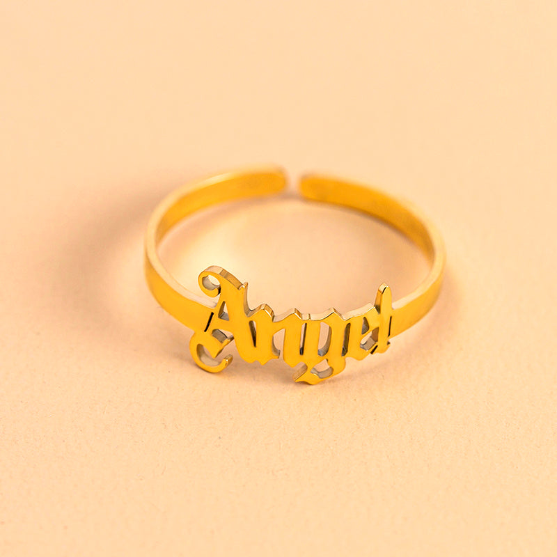 Gold Letter Angel Adjustable Rings For Women - Be Fatima 