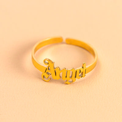 Gold Letter Angel Adjustable Rings For Women - Be Fatima 