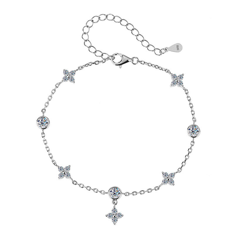 S925 Silver-plated Platinum Moissanite Bracelet - Be Fatima 
