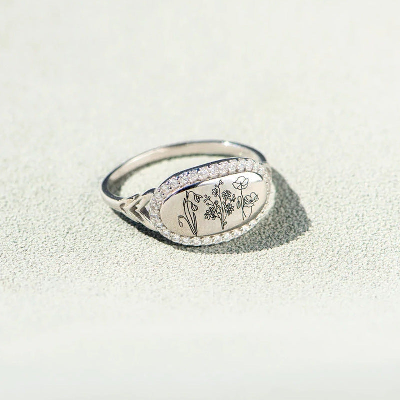 S925 Sterling Silver Flowers Epoxy Oil Zircon Ring For Women - Be Fatima 