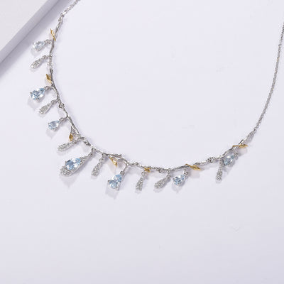S925 Silver Natural Topaz Necklace - Be Fatima 