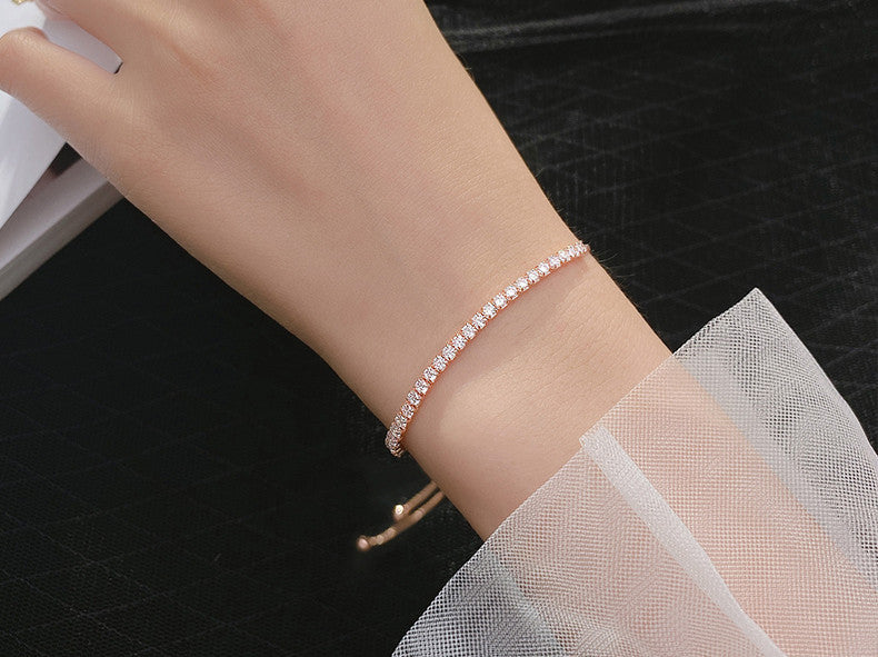 Korean Version Of Sweet Row Diamond Sparkling Bracelet - Be Fatima 