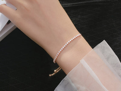 Korean Version Of Sweet Row Diamond Sparkling Bracelet - Be Fatima 