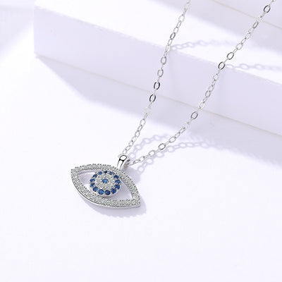 s925 Sterling Silver Jewelry European and American Atmospheric Demon Eye Necklace Eye Pendant - Be Fatima 