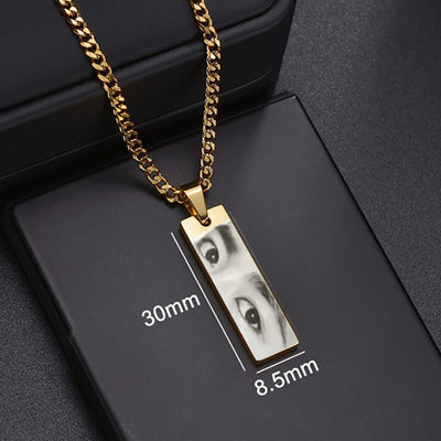 Custom Eyes Photo Necklace Stainless Stee Customized Engrave Eye Necklaces Personalized Picture Name Necklace For Women Kids - Be Fatima 