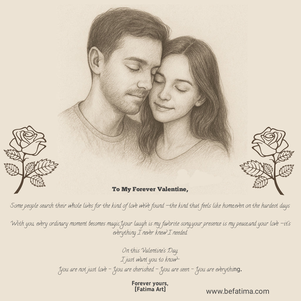 “Your Love, Sketched Forever – Personalized Romantic Art with Greeting Card & Fast Delivery”