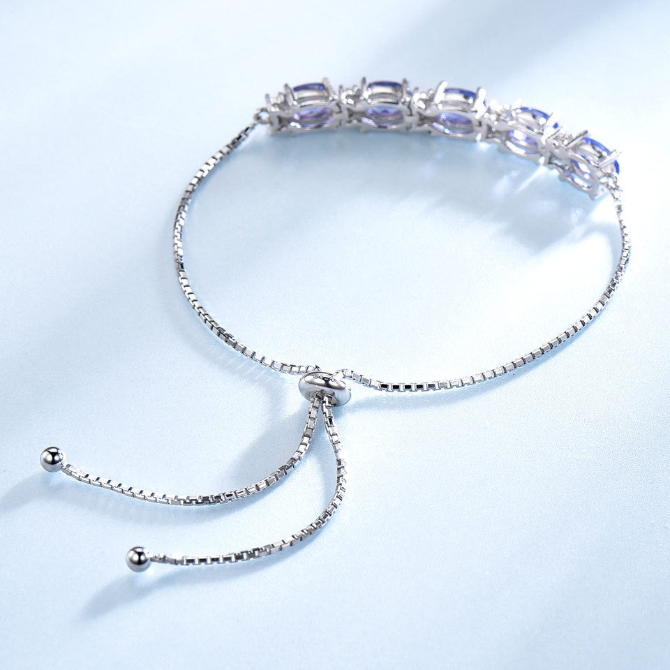 Bracelets For Women Gemstone Blue Topaz Adjustable Chain Link Bracelet Christmas Jewelry - Be Fatima 
