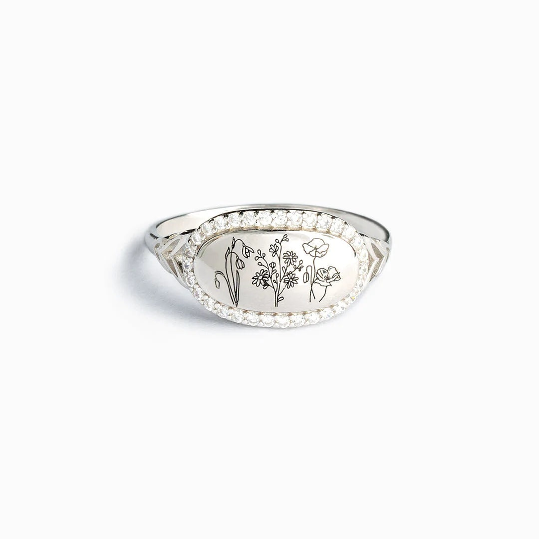 S925 Sterling Silver Flowers Epoxy Oil Zircon Ring For Women - Be Fatima 