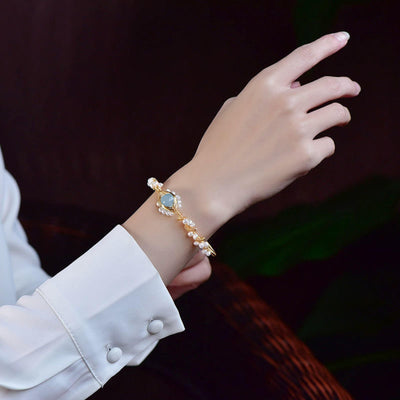 Pearl Bracelets For Women Gold Plating Pearl Bracelet Gold Wire Braided Vintage Style Bracelets Cuff Bracelets Fashion Bracelet - Be Fatima 