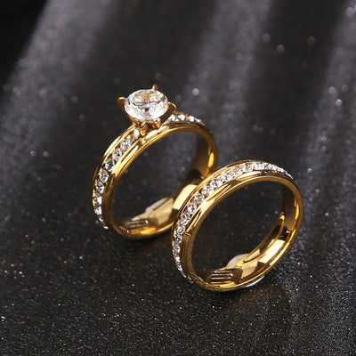 Gold Wedding Rings Stainless Steel Engagement Ring For Women - Be Fatima 