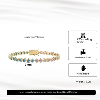 S925 Sterling Silver Two-tone Zircon Fashion All-match Bracelet - Be Fatima 