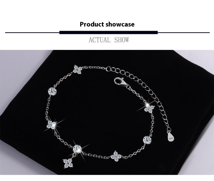 S925 Silver-plated Platinum Moissanite Bracelet - Be Fatima 