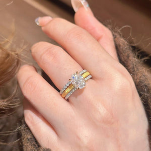 Twin Same Brushed Big Diamond Row Diamond Ring - Be Fatima 