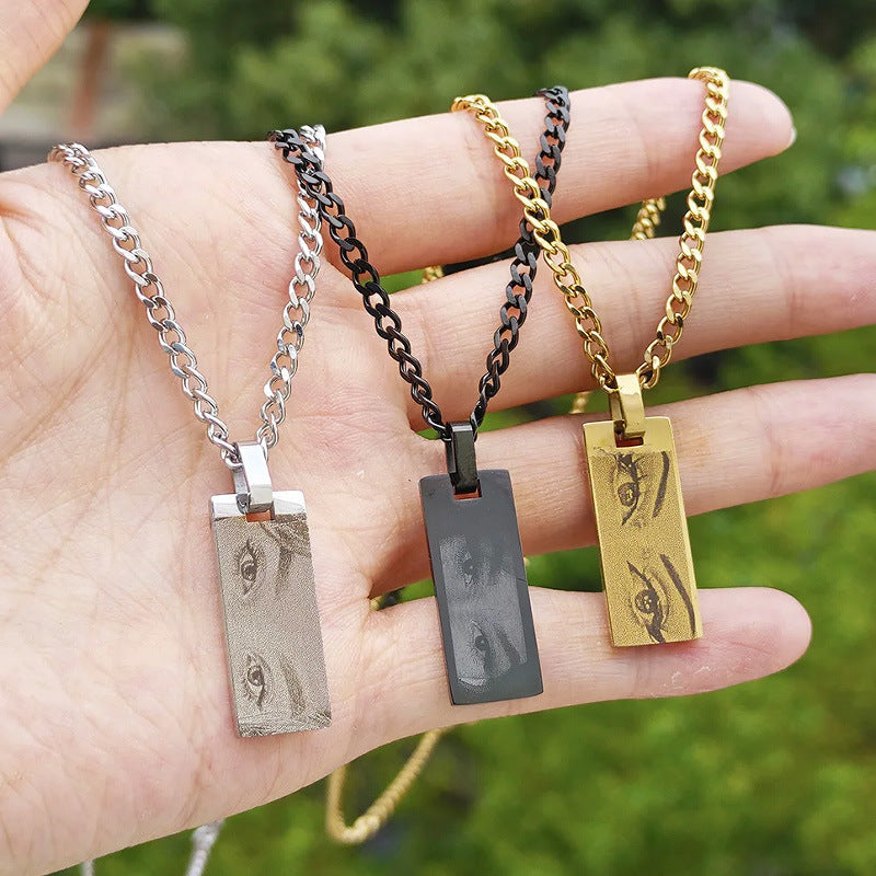Custom Eyes Photo Necklace Stainless Stee Customized Engrave Eye Necklaces Personalized Picture Name Necklace For Women Kids - Be Fatima 