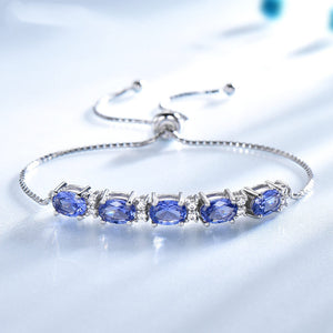 Bracelets For Women Gemstone Blue Topaz Adjustable Chain Link Bracelet Christmas Jewelry - Be Fatima 