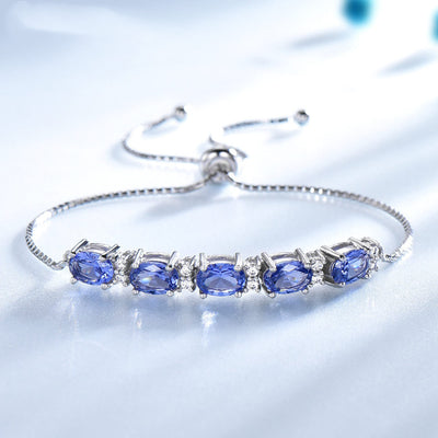 Bracelets For Women Gemstone Blue Topaz Adjustable Chain Link Bracelet Christmas Jewelry - Be Fatima 