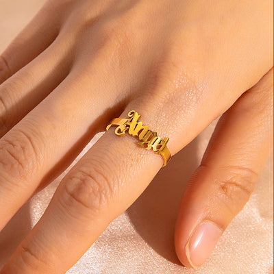 Gold Letter Angel Adjustable Rings For Women - Be Fatima 