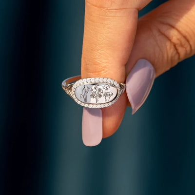 S925 Sterling Silver Flowers Epoxy Oil Zircon Ring For Women - Be Fatima 