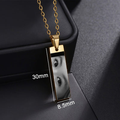 Custom Eyes Photo Necklace Stainless Stee Customized Engrave Eye Necklaces Personalized Picture Name Necklace For Women Kids - Be Fatima 