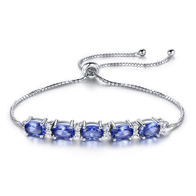 Bracelets For Women Gemstone Blue Topaz Adjustable Chain Link Bracelet Christmas Jewelry - Be Fatima 