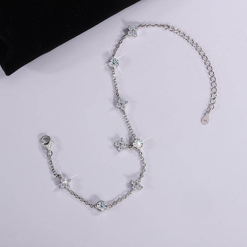 S925 Silver-plated Platinum Moissanite Bracelet - Be Fatima 
