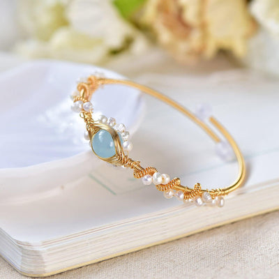 Pearl Bracelets For Women Gold Plating Pearl Bracelet Gold Wire Braided Vintage Style Bracelets Cuff Bracelets Fashion Bracelet - Be Fatima 