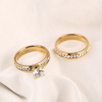 Gold Wedding Rings Stainless Steel Engagement Ring For Women - Be Fatima 