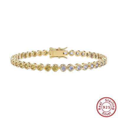S925 Sterling Silver Two-tone Zircon Fashion All-match Bracelet - Be Fatima 