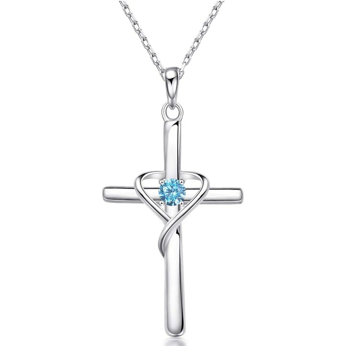 S925 Sterling Silver Cross Frame Pendant Clavicle Chain - Be Fatima 