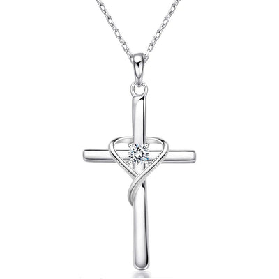 S925 Sterling Silver Cross Frame Pendant Clavicle Chain - Be Fatima 