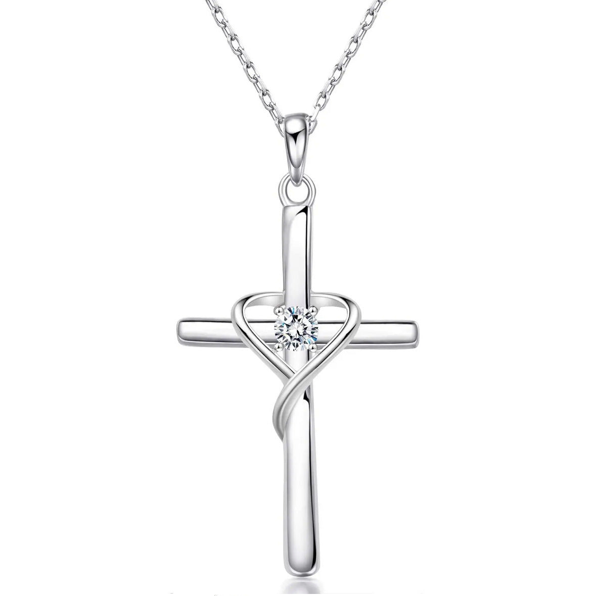S925 Sterling Silver Cross Frame Pendant Clavicle Chain - Be Fatima 