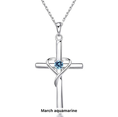 S925 Sterling Silver Cross Frame Pendant Clavicle Chain - Be Fatima 