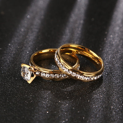 Gold Wedding Rings Stainless Steel Engagement Ring For Women - Be Fatima 