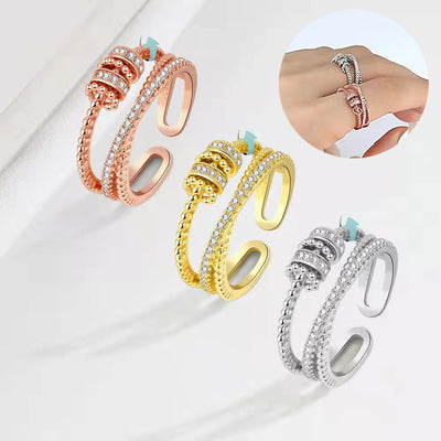 Turnable Anxiety Rings With Bead Relieve Stress Rings For Women Men Jewelry - Be Fatima 
