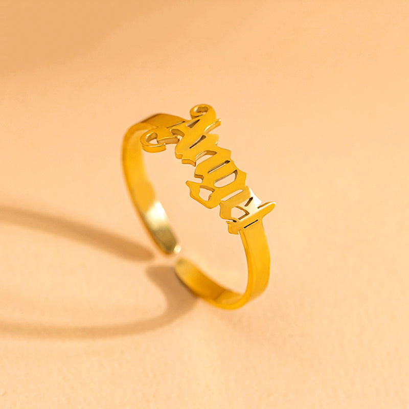 Gold Letter Angel Adjustable Rings For Women - Be Fatima 