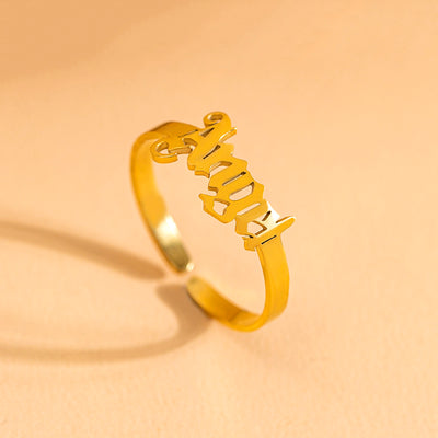 Gold Letter Angel Adjustable Rings For Women - Be Fatima 