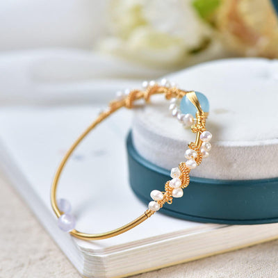 Pearl Bracelets For Women Gold Plating Pearl Bracelet Gold Wire Braided Vintage Style Bracelets Cuff Bracelets Fashion Bracelet - Be Fatima 