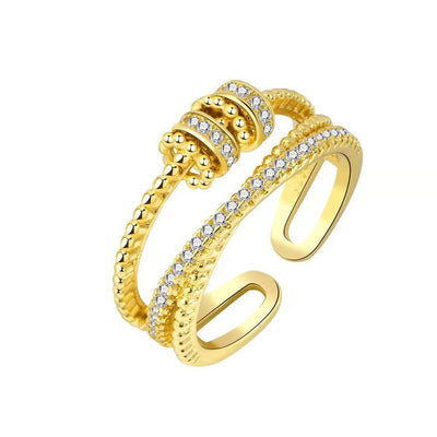 Turnable Anxiety Rings With Bead Relieve Stress Rings For Women Men Jewelry - Be Fatima 