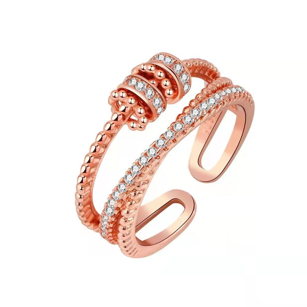 Turnable Anxiety Rings With Bead Relieve Stress Rings For Women Men Jewelry - Be Fatima 