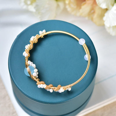 Pearl Bracelets For Women Gold Plating Pearl Bracelet Gold Wire Braided Vintage Style Bracelets Cuff Bracelets Fashion Bracelet - Be Fatima 