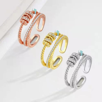 Turnable Anxiety Rings With Bead Relieve Stress Rings For Women Men Jewelry - Be Fatima 