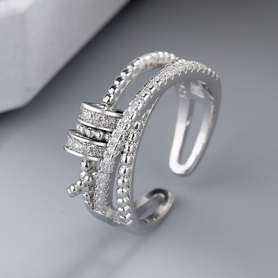 Turnable Anxiety Rings With Bead Relieve Stress Rings For Women Men Jewelry - Be Fatima 