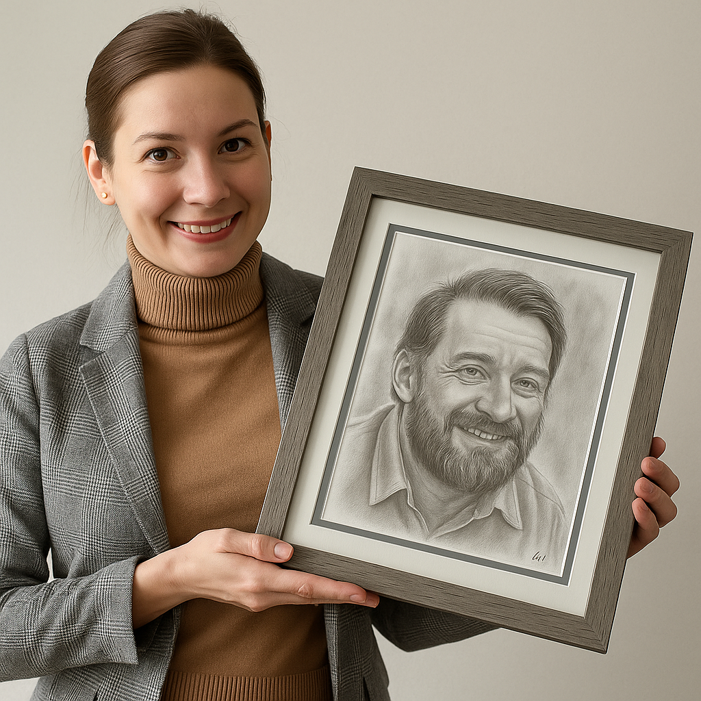 “Your Love, Sketched Forever – Personalized Romantic Art with Greeting Card & Fast Delivery”