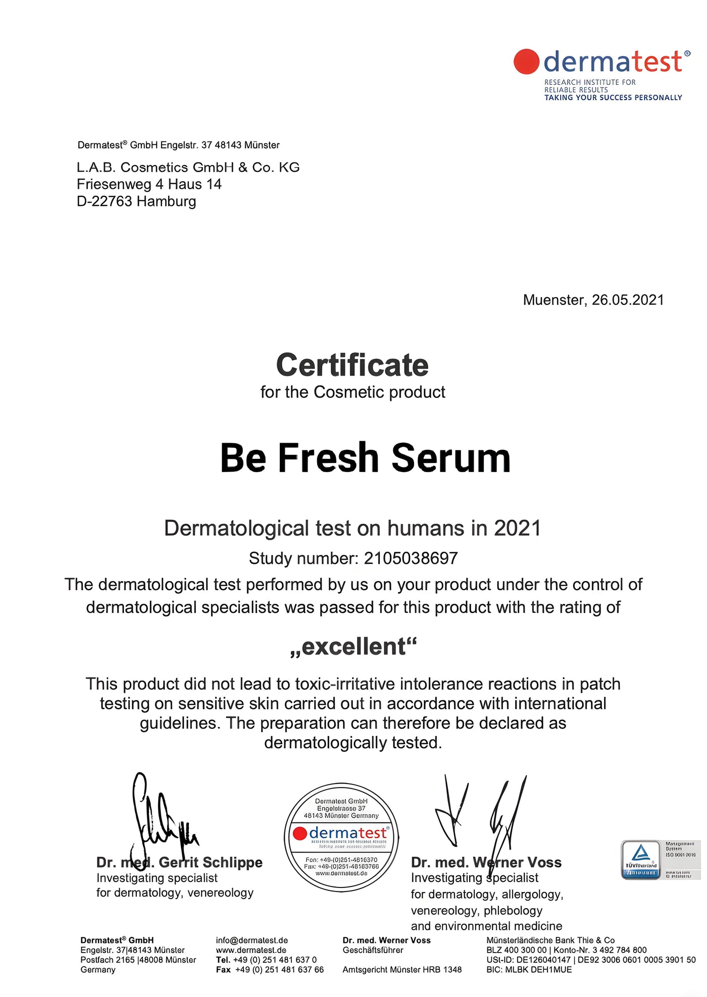 Be-Fresh Skin Care Serum Made in Germany. - Be Fatima 